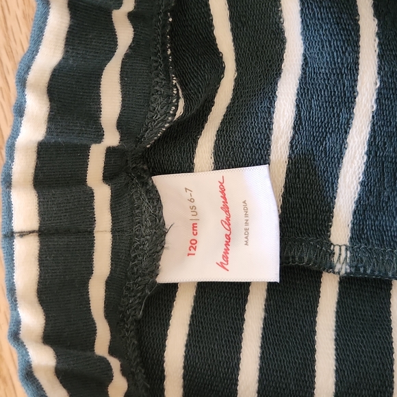 Hanna Andersson winter weight leggings 120cm/6-7 green/white stripe - Picture 3 of 4